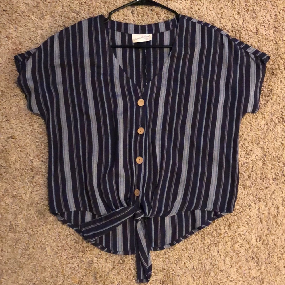 Button up blouse multicolored blue
